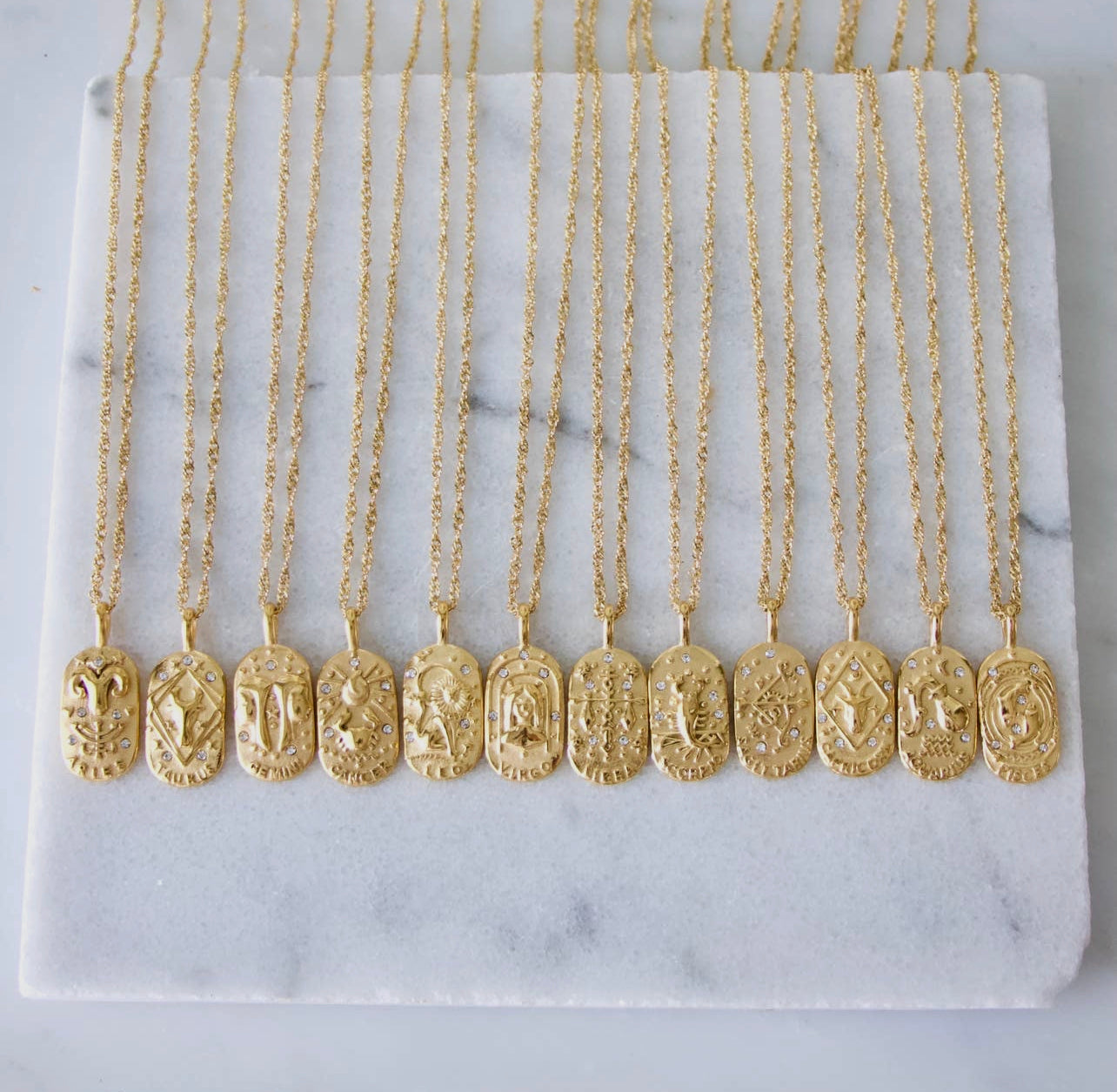 Gold Coin Zodiac Sign Necklace