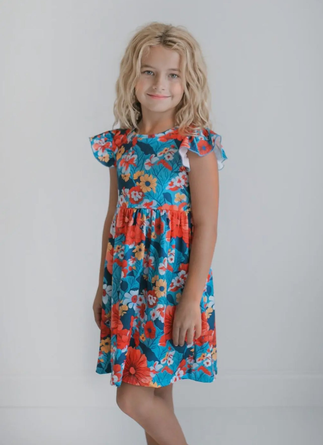 Kids Coral & Blue Dress