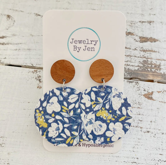 Navy Floral Earrings