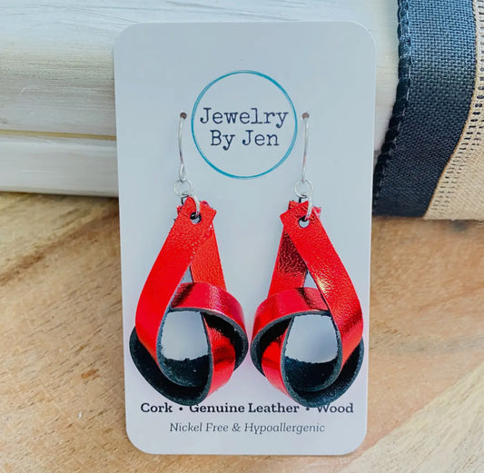 Metallic Red Knot Earrings