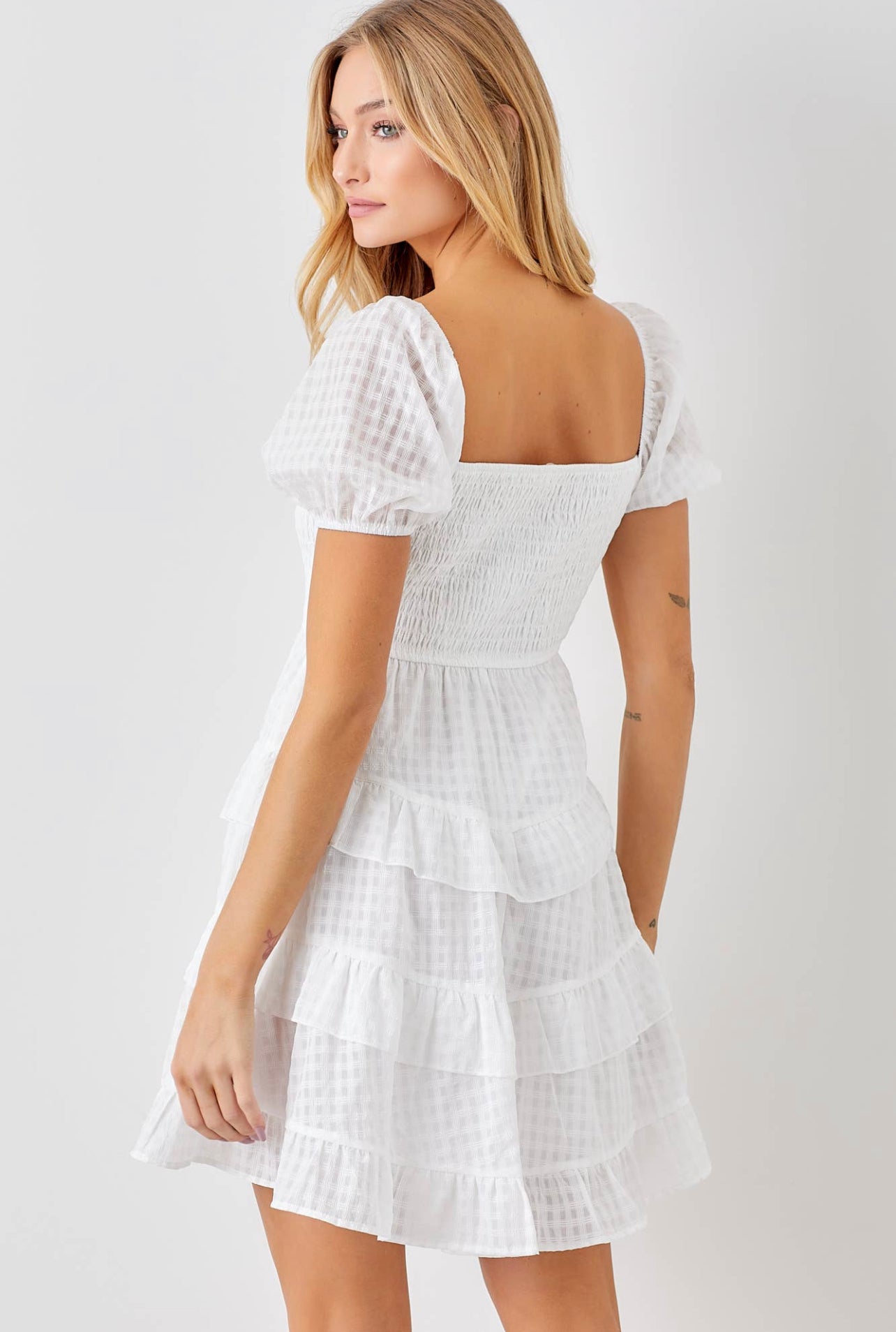 White Checkered Dress
