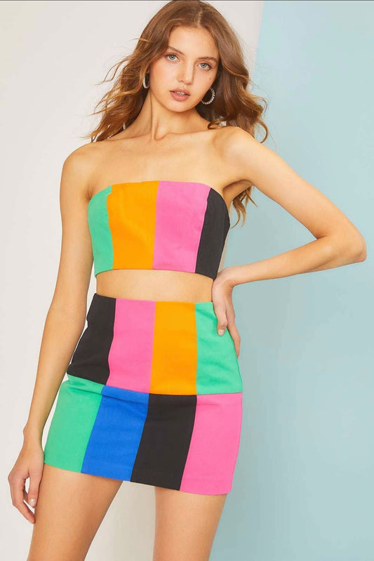 Color Block Mini Skirt