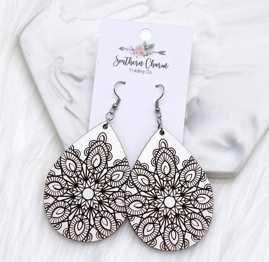 Mandala Wood Earrings