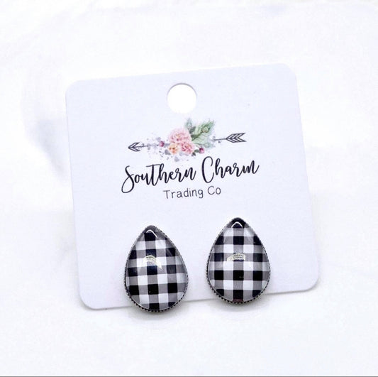 Buffalo Plaid Teardrop Earrings