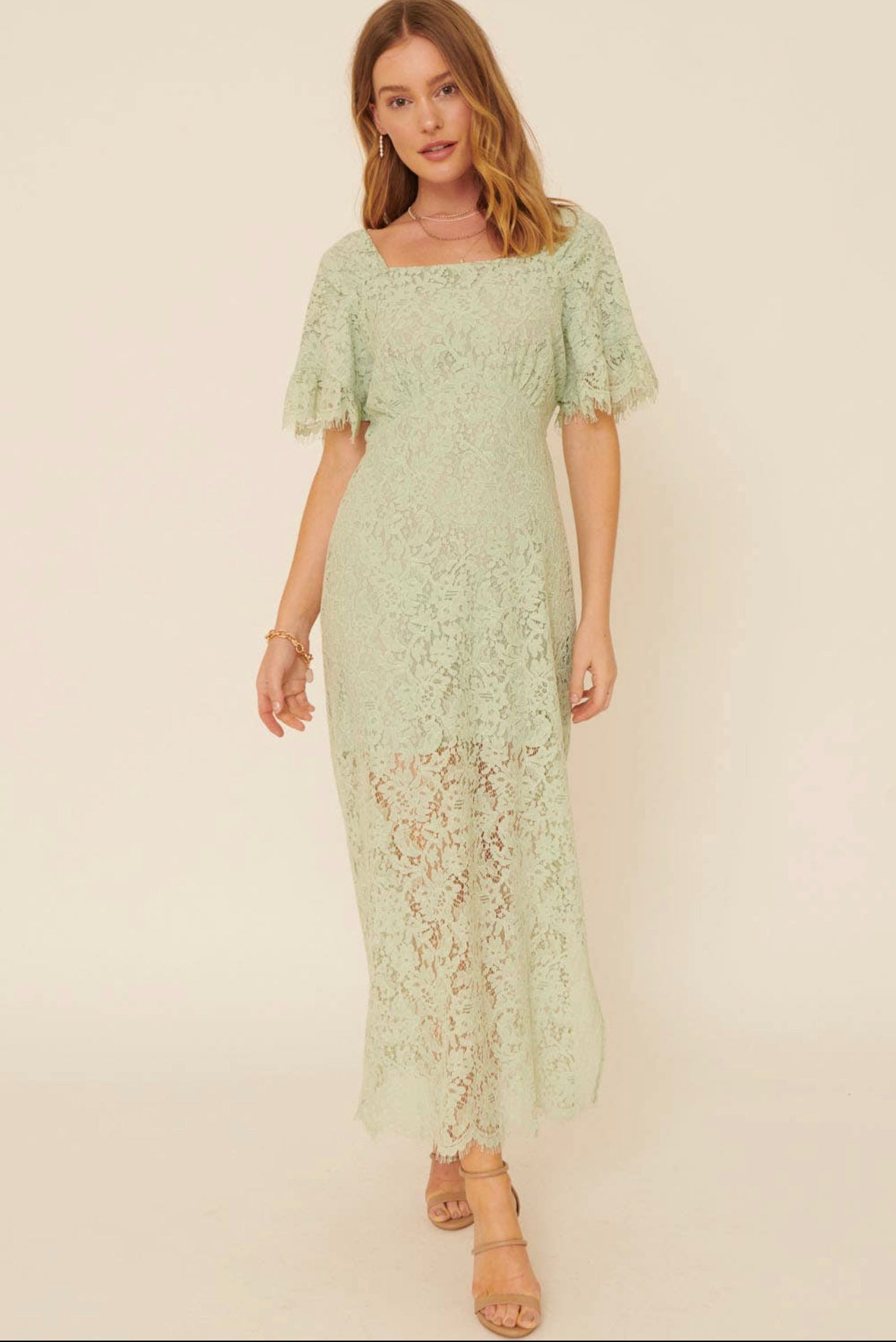 Lace Fitted Maxi Dress